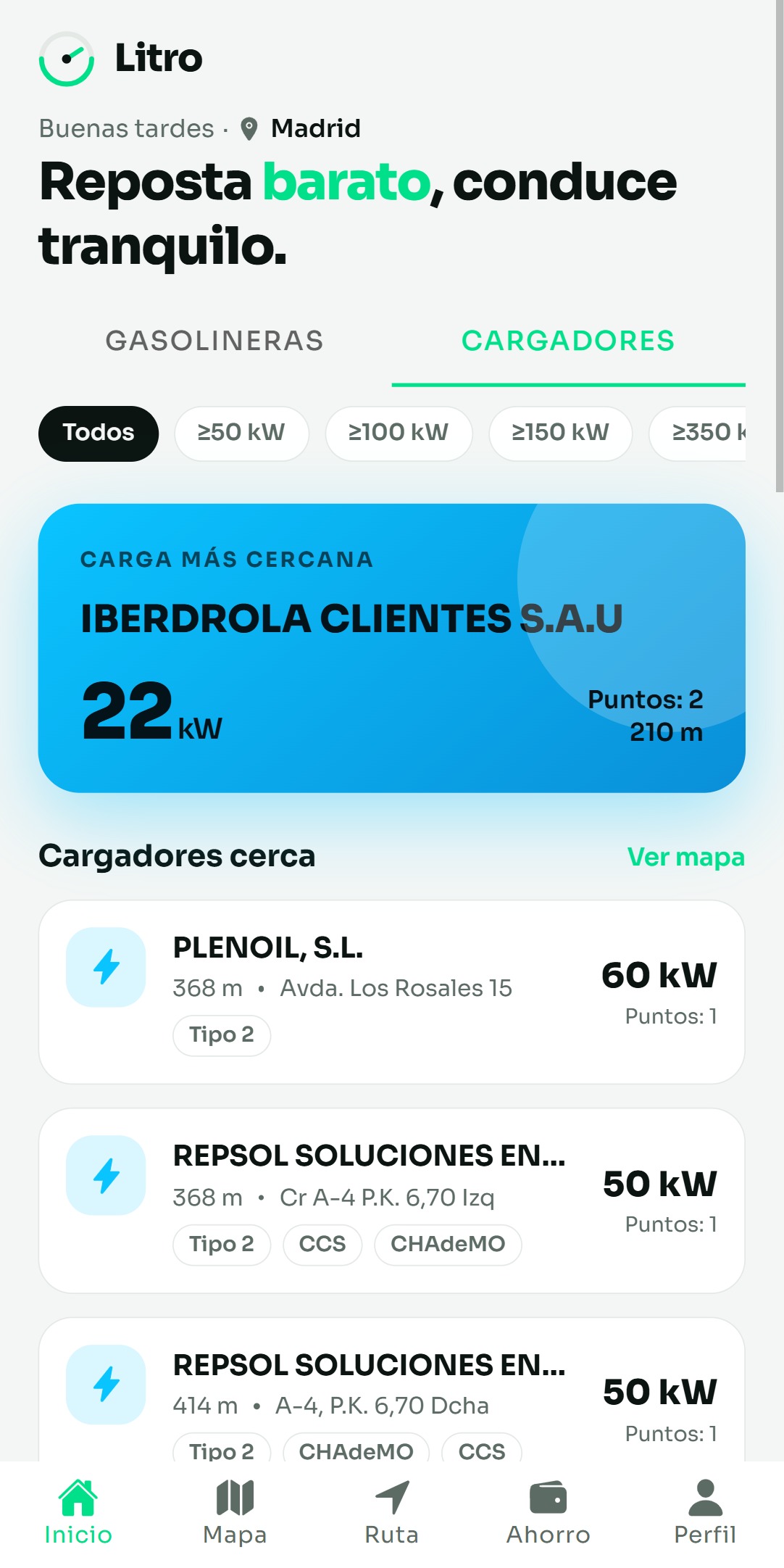 Litro — cargadores cerca