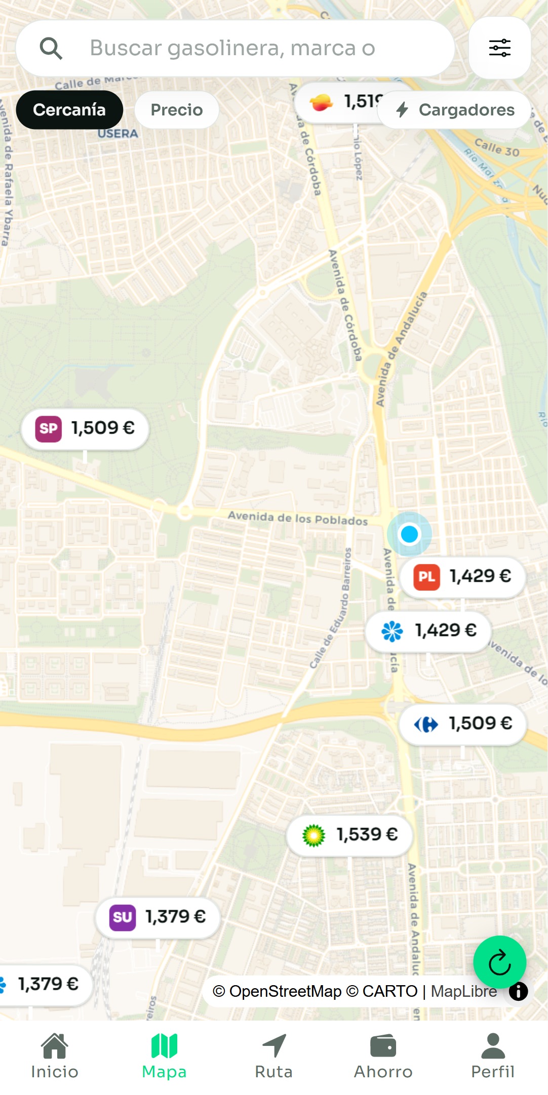 Litro — mapa de gasolineras